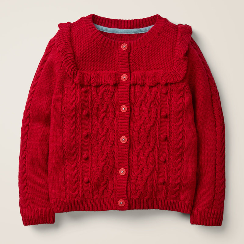 Boden Cable Cardigan - Rockabilly Red