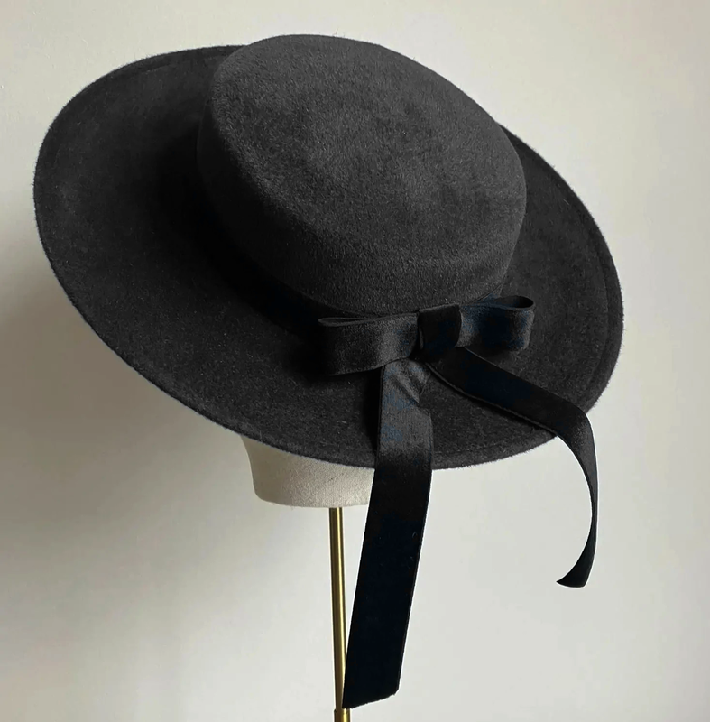 Jane Taylor Child's Classic Boater Hat in black