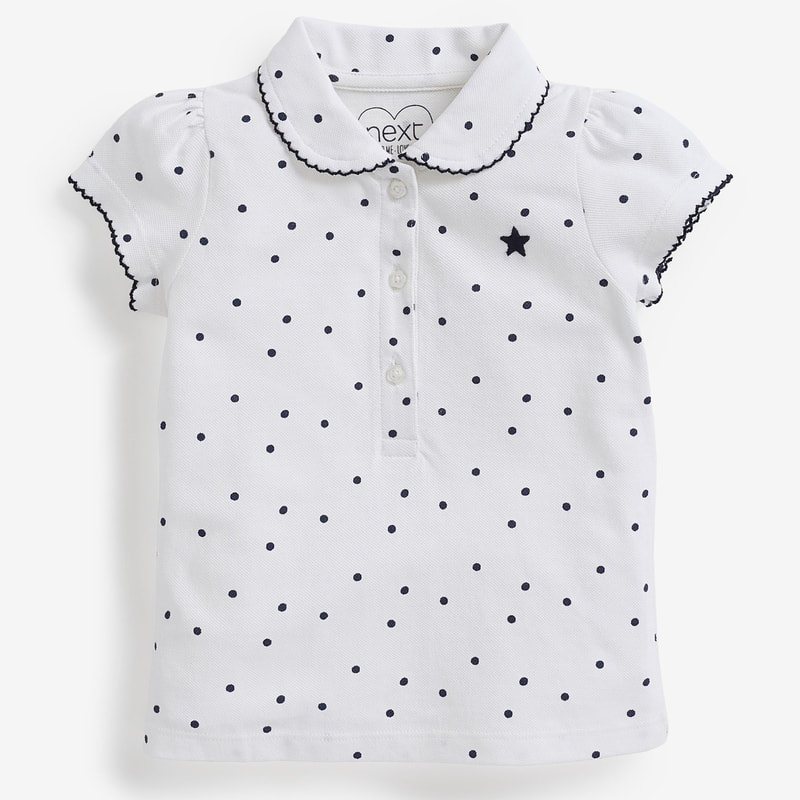 Next Girls White Spotted Polo Shirt 