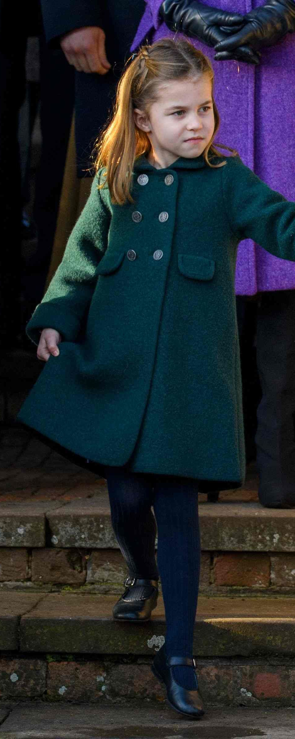 Princess Charlotte wears Amaia Razorbil Green Coat