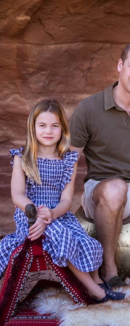 Princess Charlotte wears Mango Kids Gabi Checked Day Dress in Blue