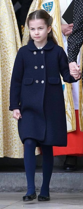 Princess Charlotte wears Amaia Razorbil Coat in Navy