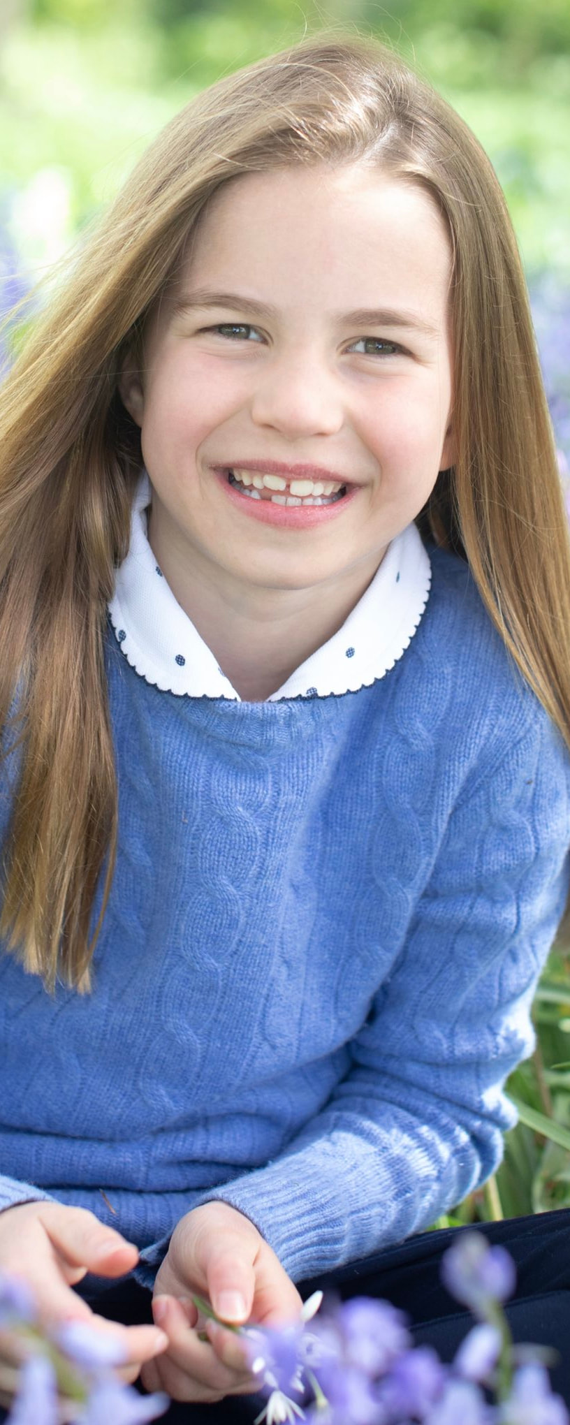 Princess Charlotte wears John Lewis Bijou Blue Lace Trim Short Sleeve T-Shirt
