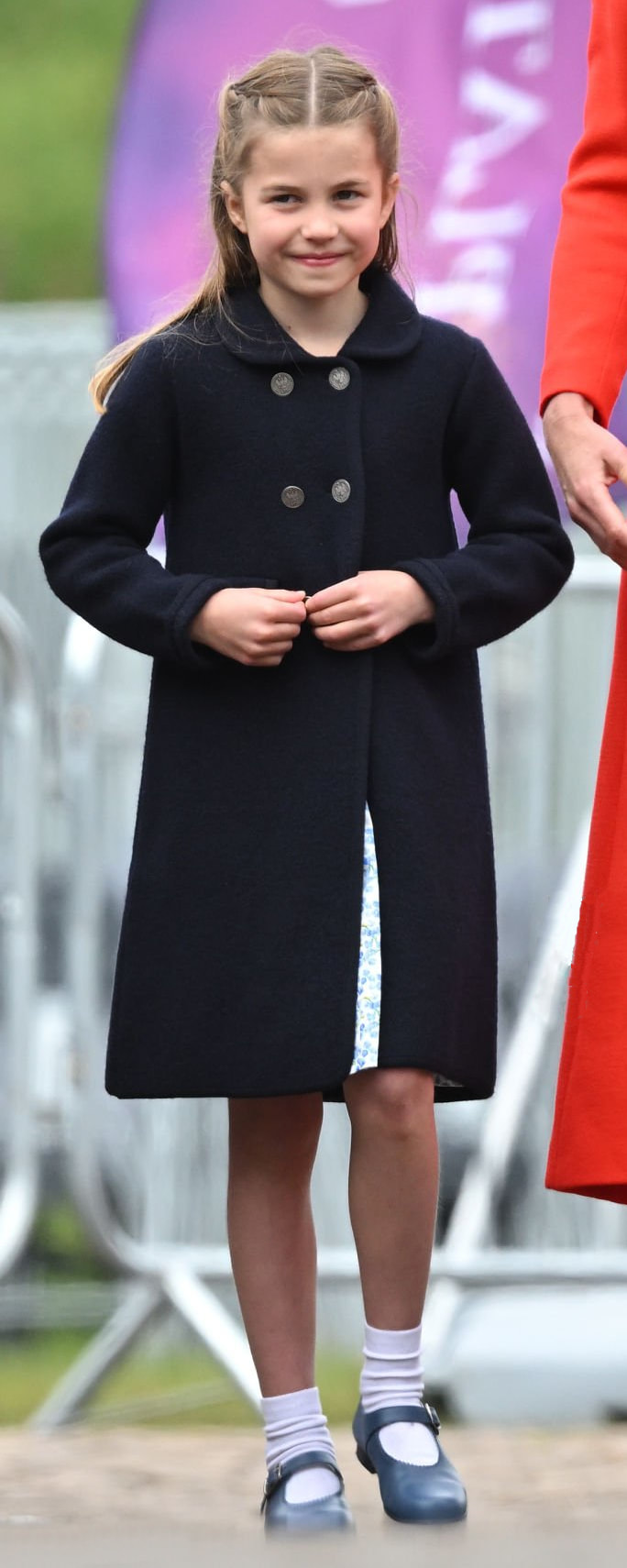 Princess Charlotte wears Amaia Girls Mary Jane Shoes in Blue: