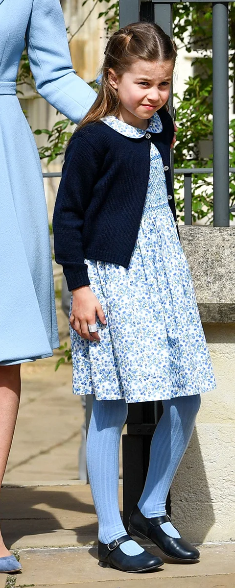 Princess Charlotte wears Amaia Ribbed Tights in Baby Blue