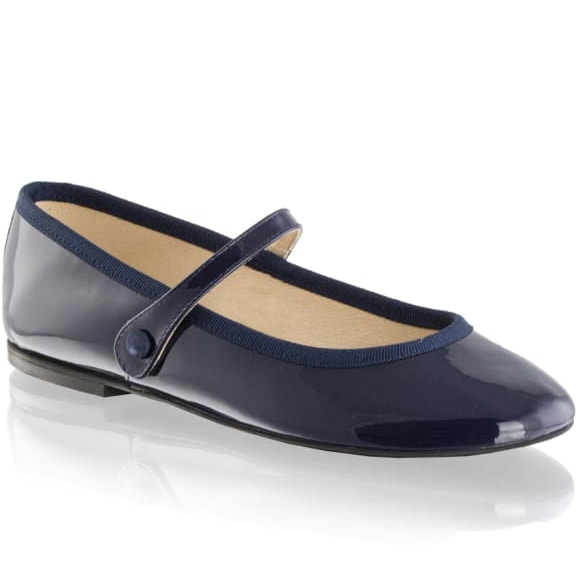 Russell & Bromley 'Millie' Mary Jane Ballerinas in navy patent leather.