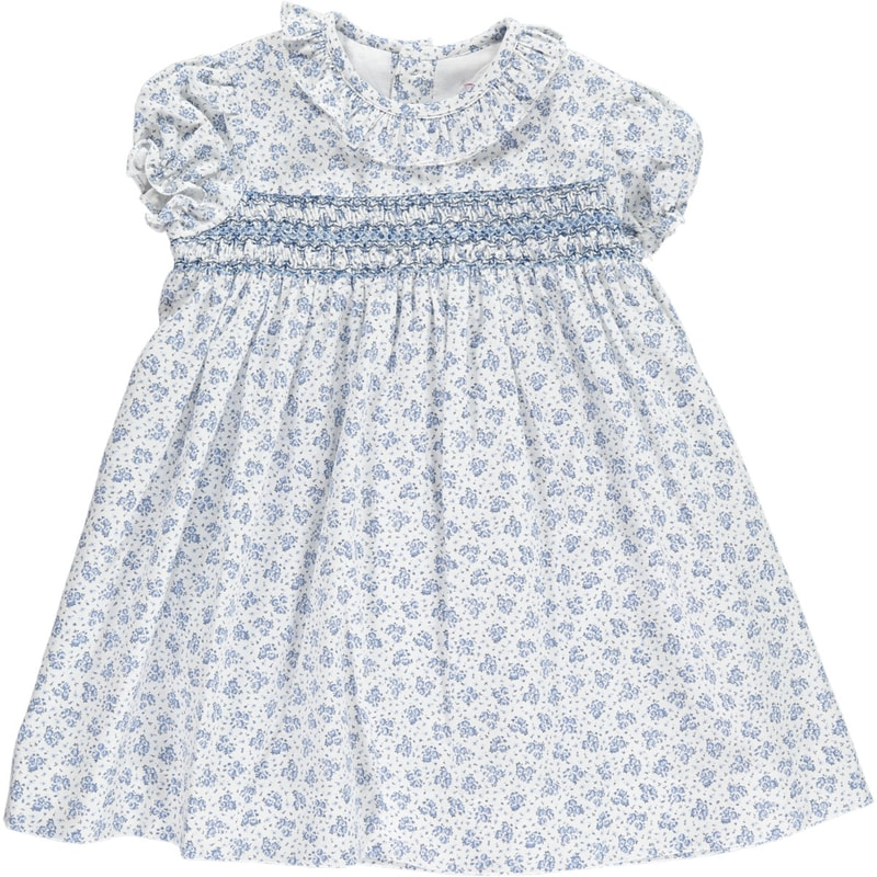Amaia Kids 'Shirley' Blue Floral Print Smock Dress