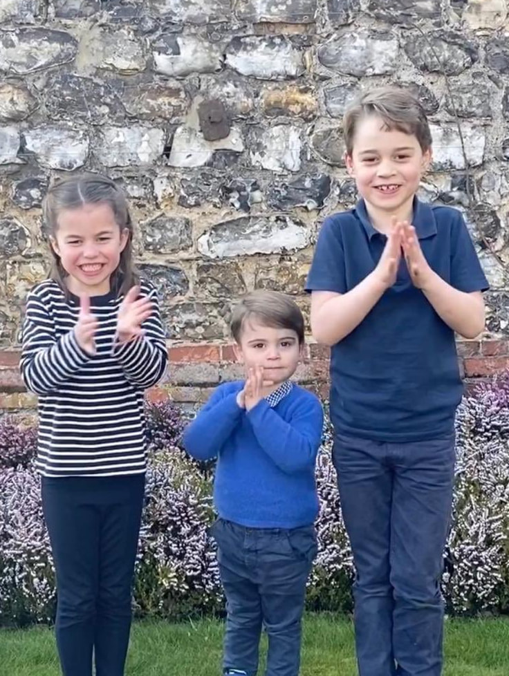 Cambridge children Prince George Princess Charlotte Prince Louis clap for NHS