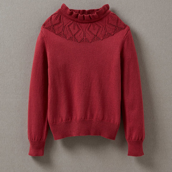 Cyrillus Girls Cotton and Cashmere Sweater in Red