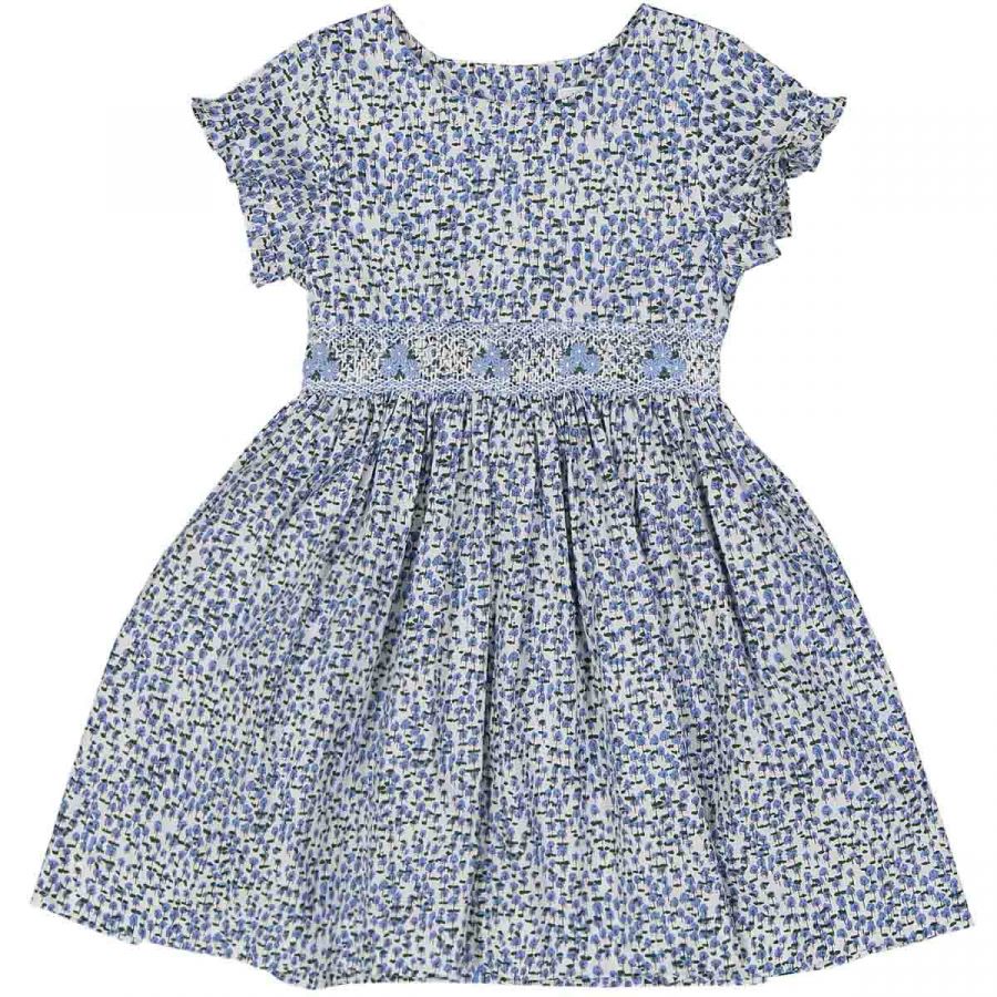 Malvi & Co sky blue ditsy floral printed short sleeve smock dress