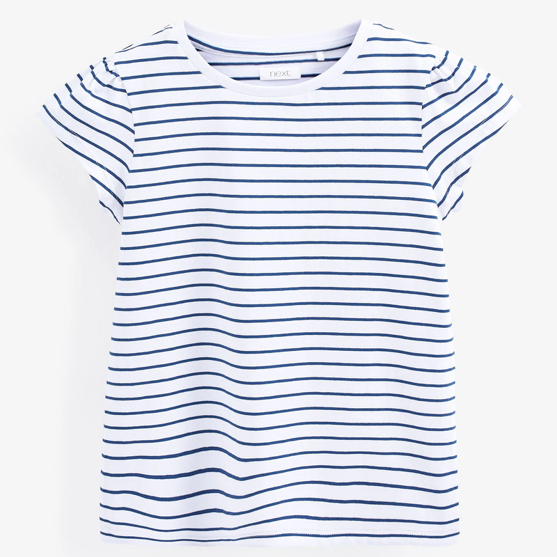 Next Pretty Sleeve T-Shirt in White & Blue Stripe