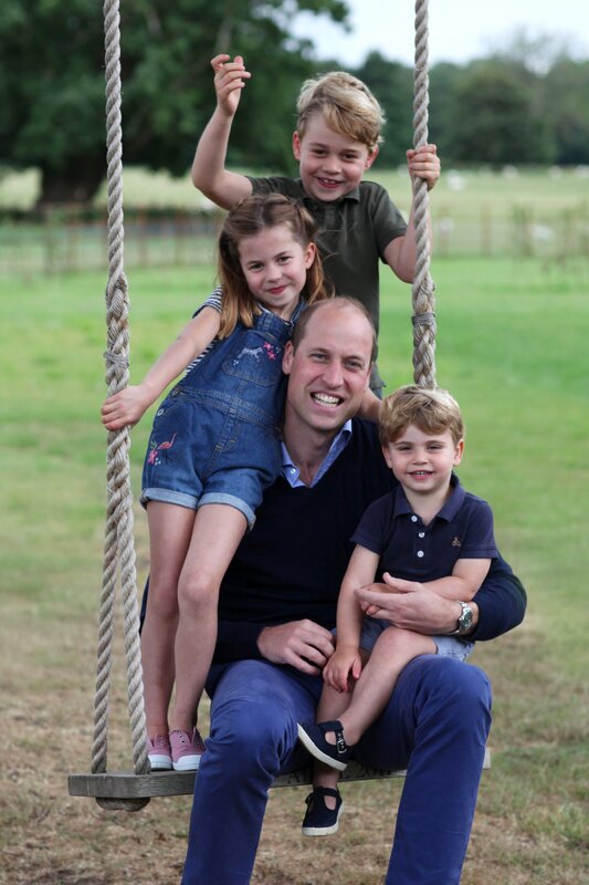 The Duke of Cambridge with Prince George, Princess Charlotte and Prince Louis to mark Prince William's 38th birthday on 21 June 2020
