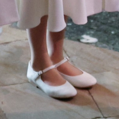 Princess Charlotte wears Papouelli 'Siena' Mary-Jane shoes in cream leather