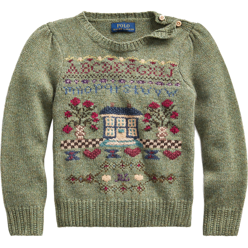  Ralph Lauren Girls Intarsia Wool-Blend Sweater