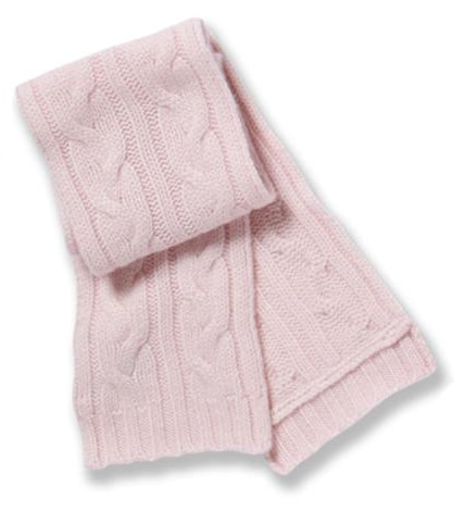 Marie Chantel pink cable knit cashmere scarf